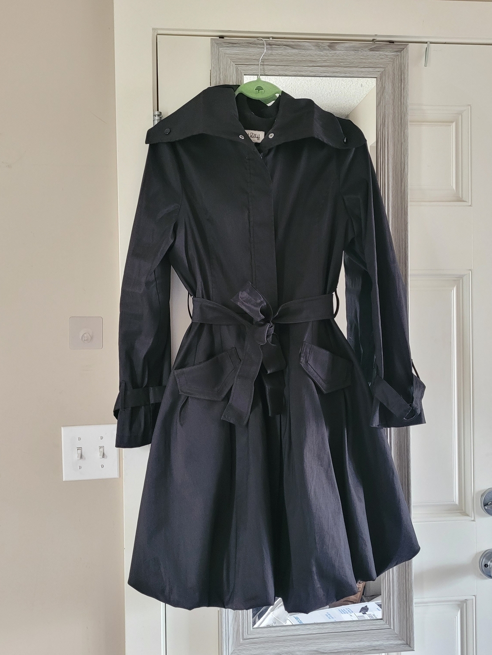 Joseph Ribkoff Black Trench Coat with Self-Tie Belt - Picture 11 of 16